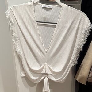 Zara white Lace Accent Women's Blouse
